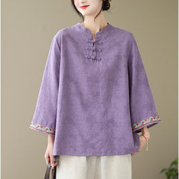 Women Cotton Three-Quarter Sleeves Top