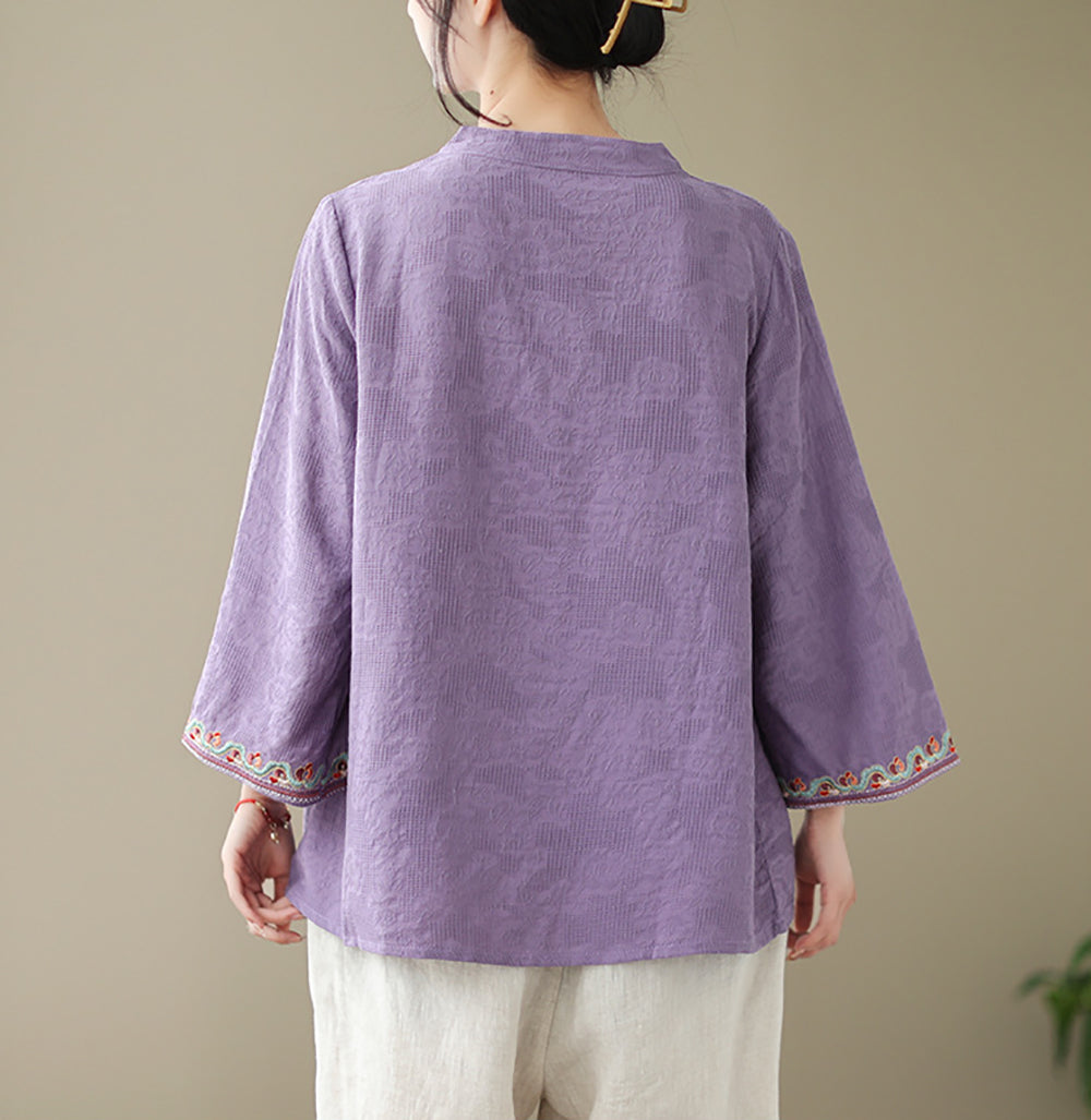 Women Cotton Three-Quarter Sleeves Top