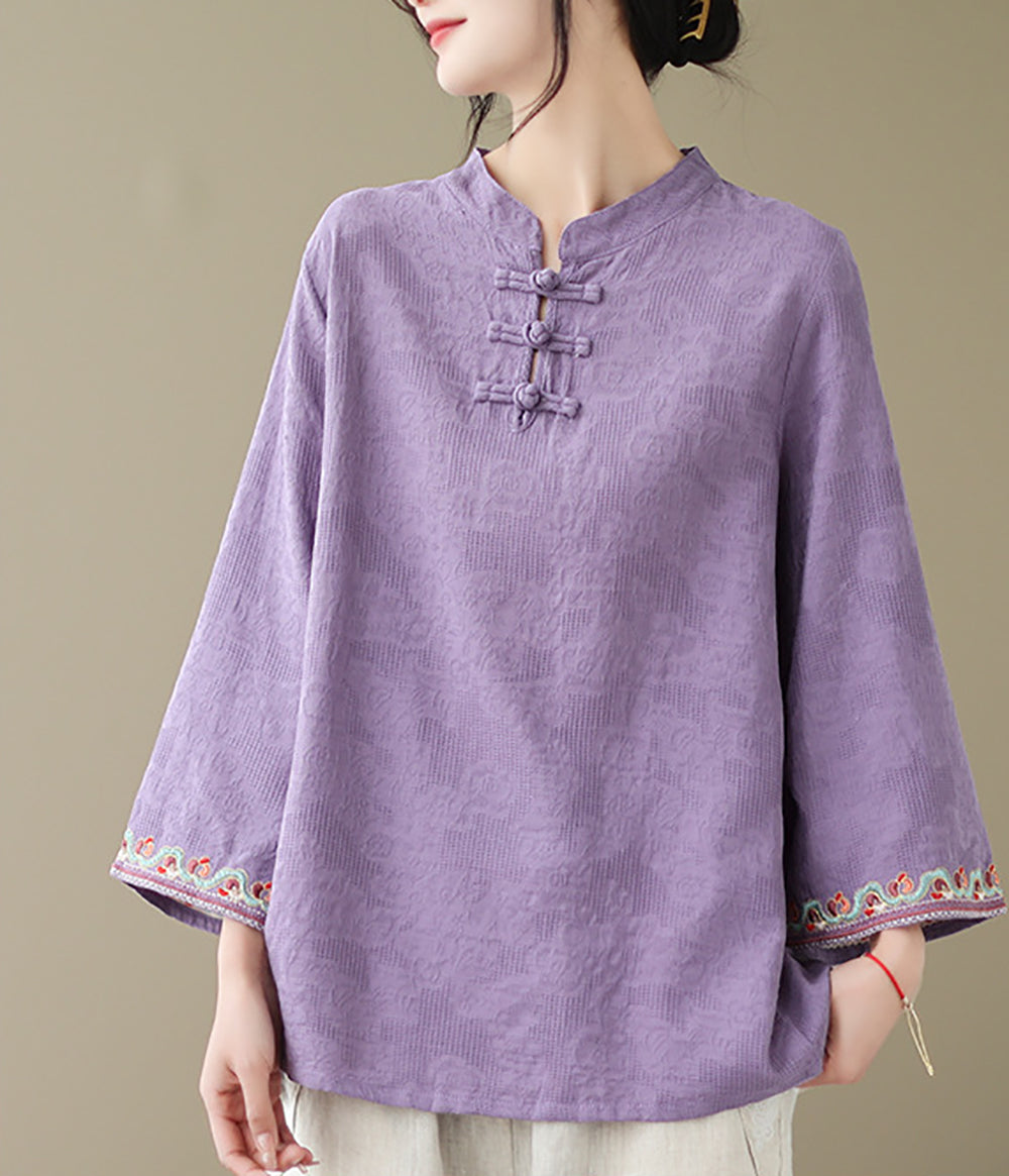 Women Cotton Three-Quarter Sleeves Top