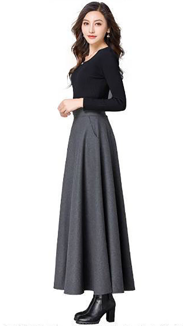 Women Solid Flared Maxi Skirts