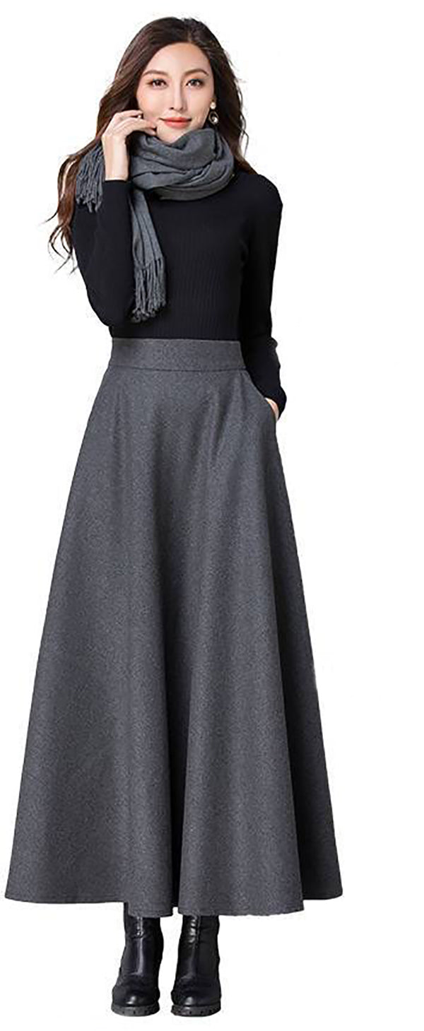 Women Solid Flared Maxi Skirts