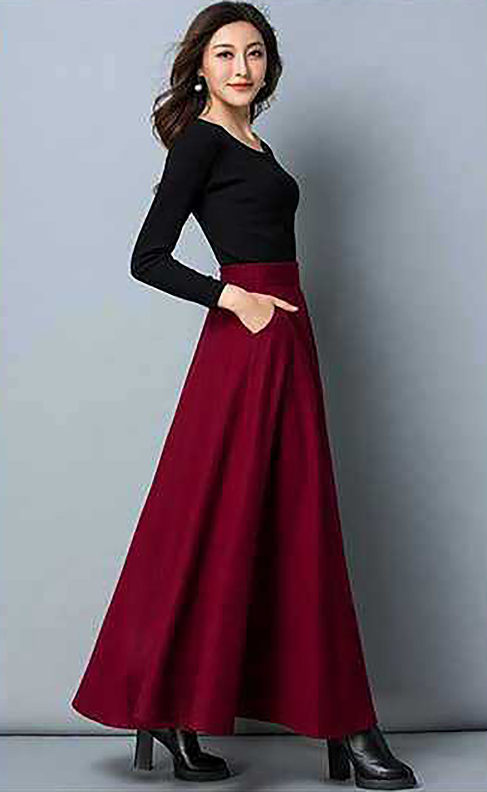 Women Solid Flared Maxi Skirts