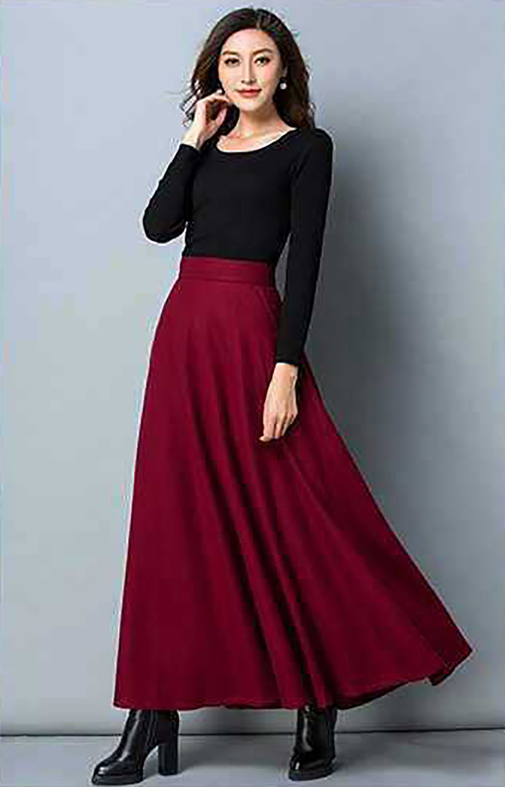 Women Solid Flared Maxi Skirts