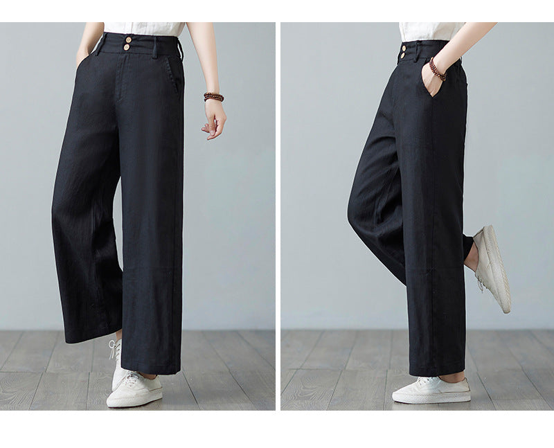 Women Loose Fit Easy Wash Pleated Trousers