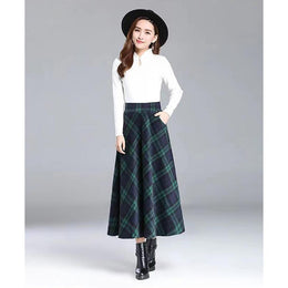 Checked Flared Midi Skirts