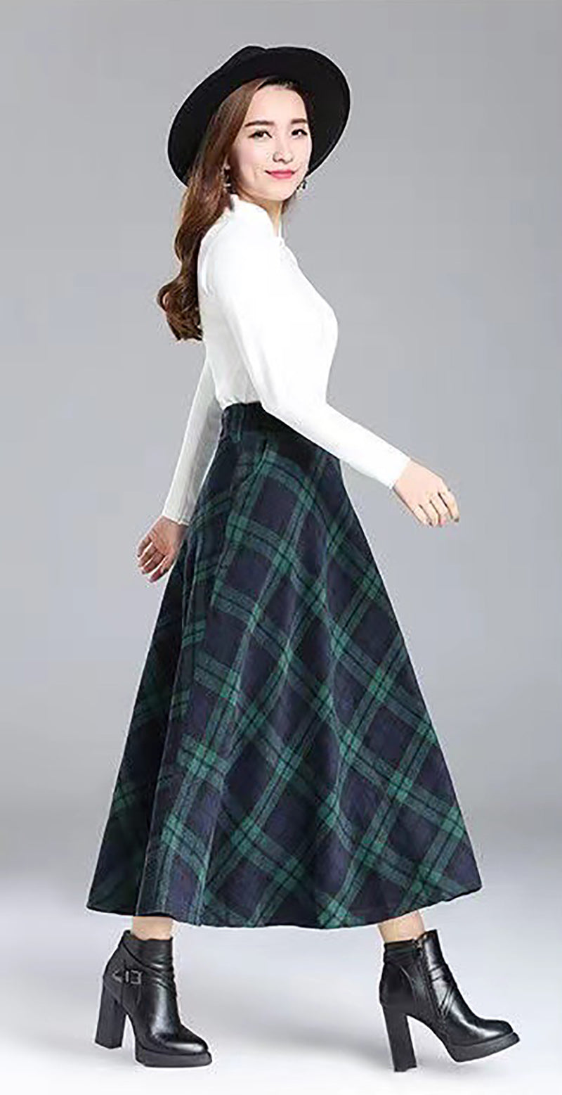 Checked Flared Midi Skirts
