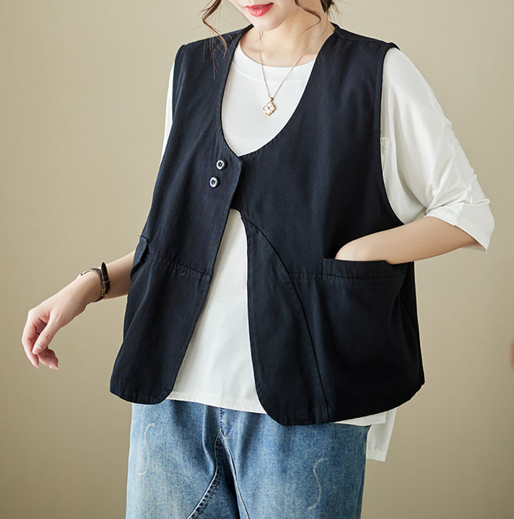 Women Collarless Tailored Jacket