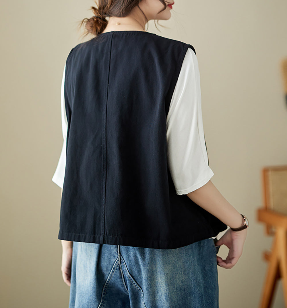 Women Collarless Tailored Jacket