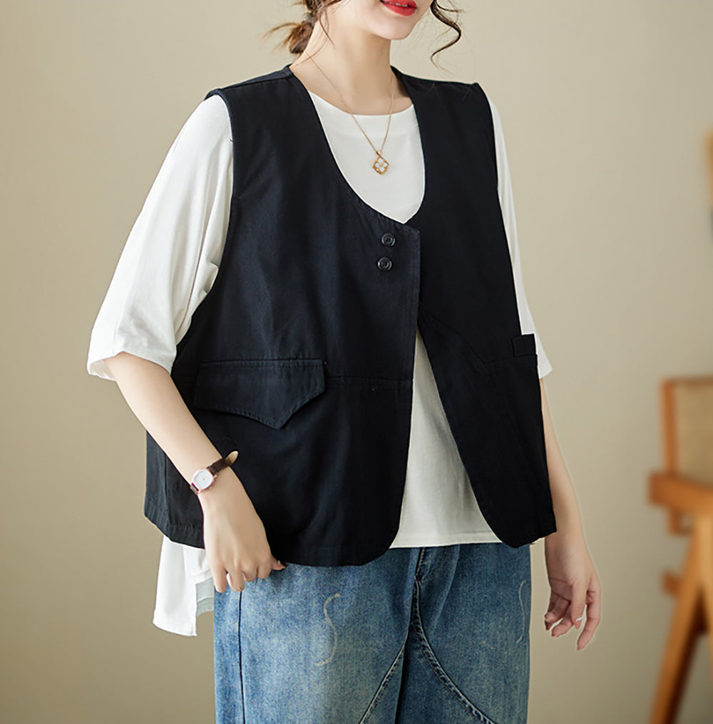 Women Collarless Tailored Jacket