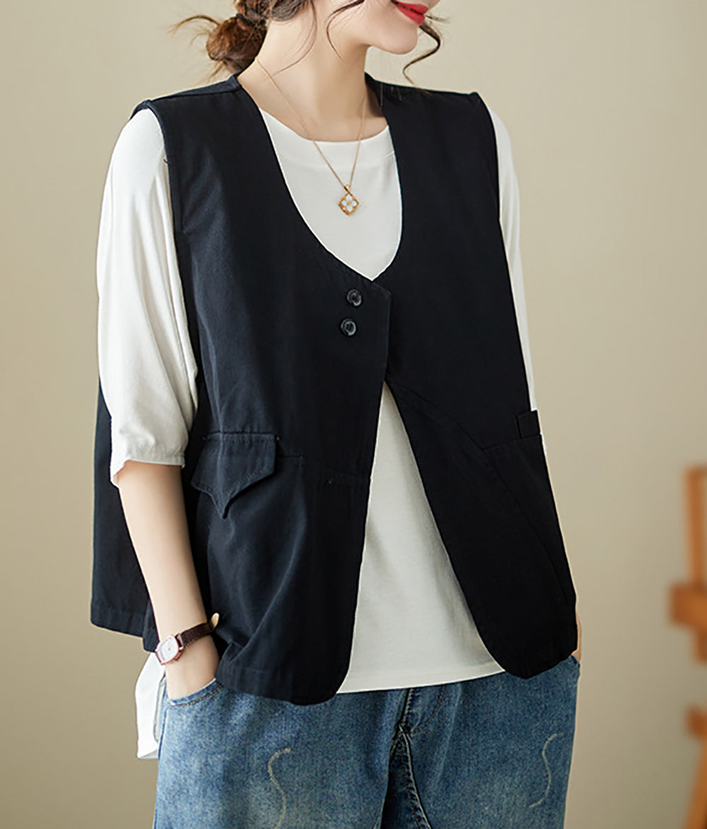 Women Collarless Tailored Jacket