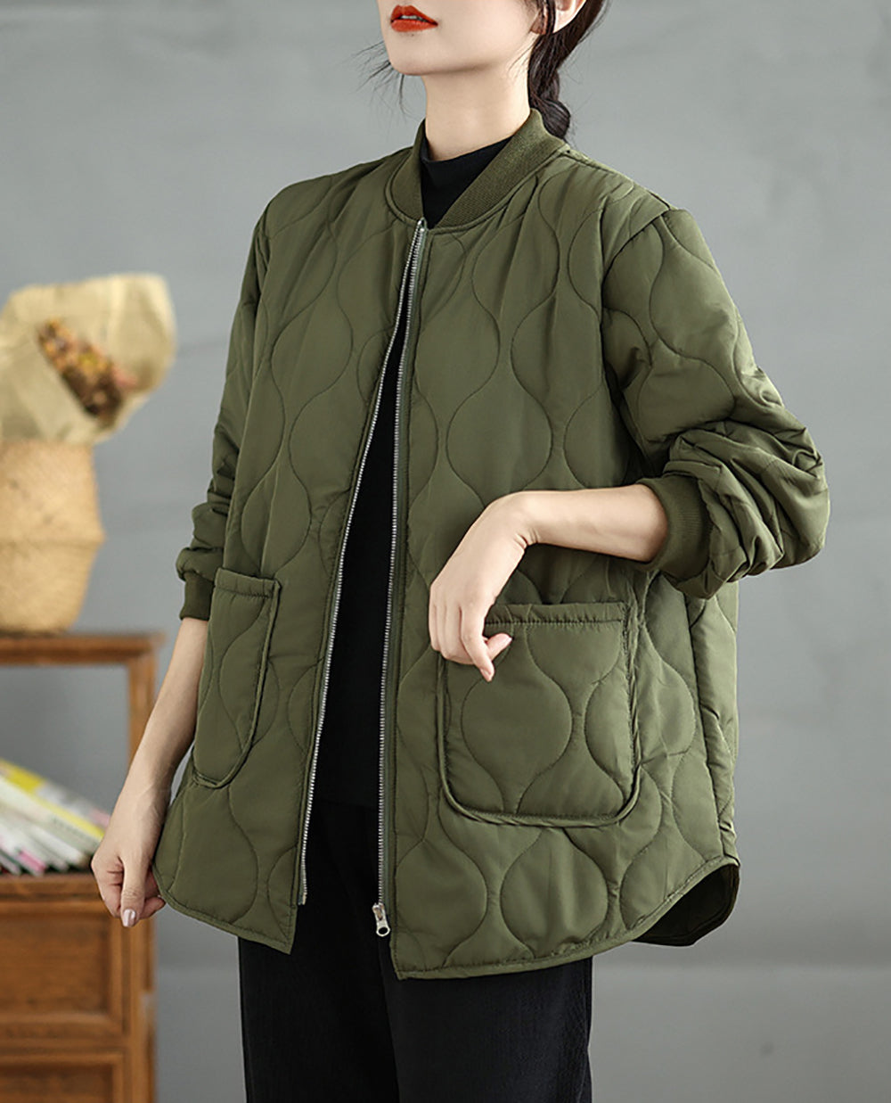 Women Self Design Quilted Jacket