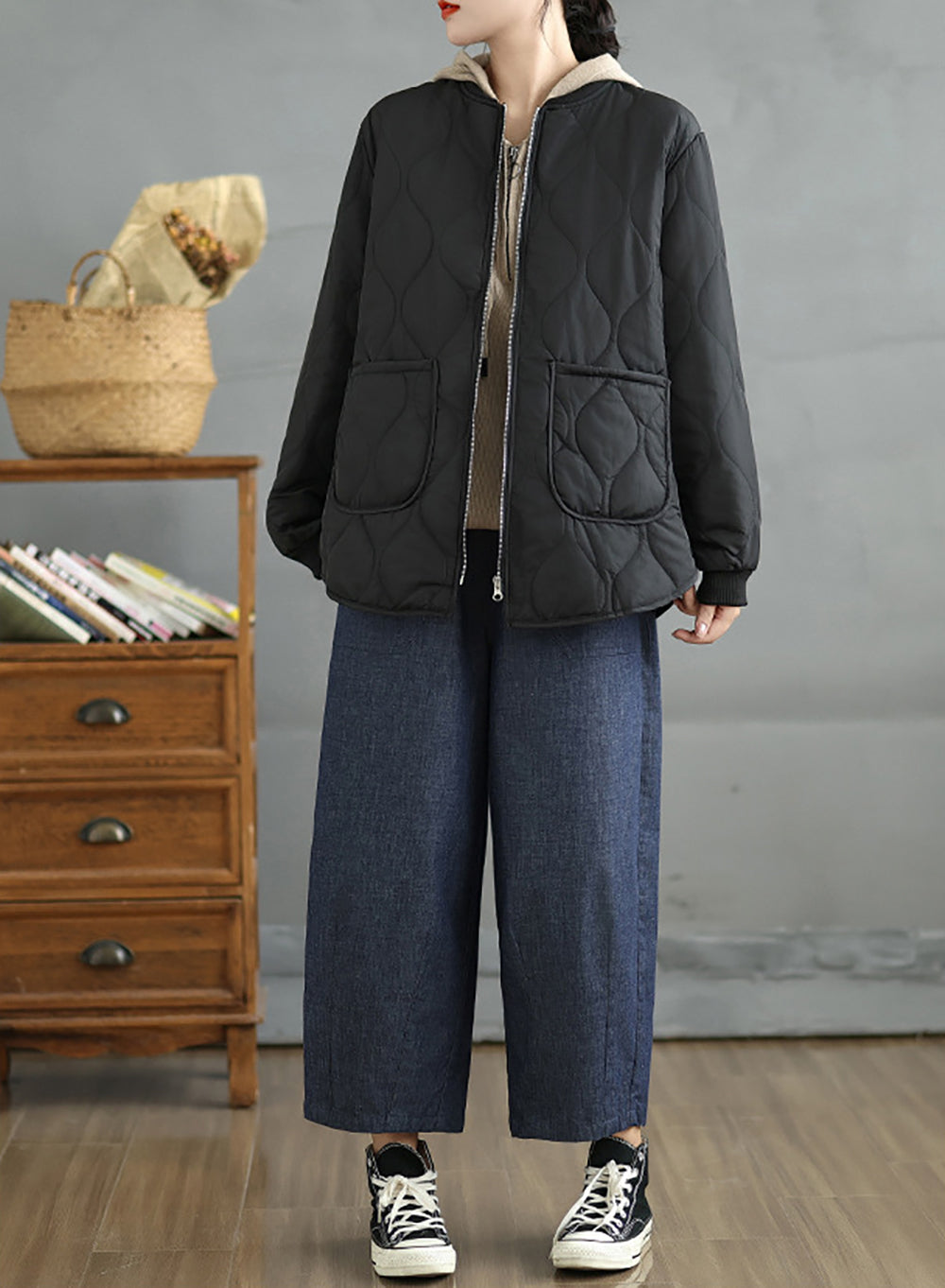 Women Stand Collar Pea Coat