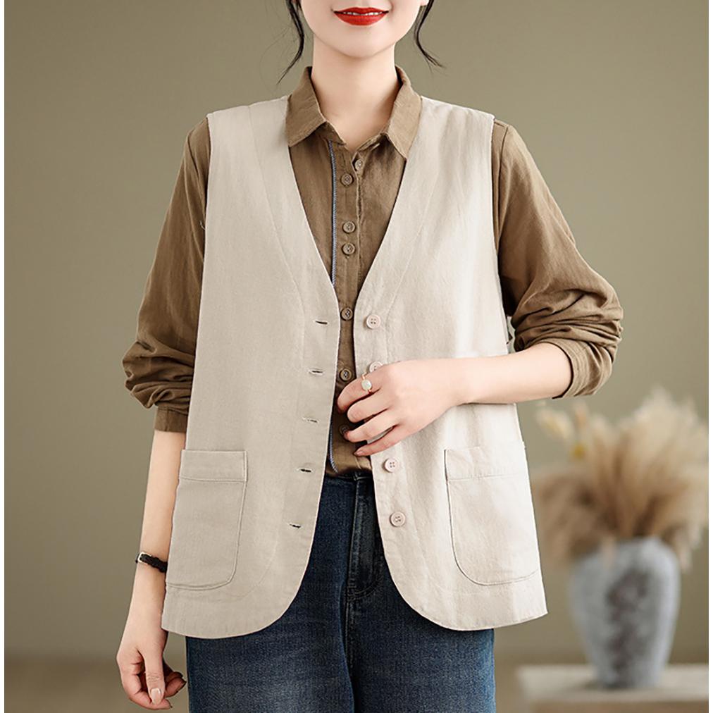 Women Collarless Tailored Jacket