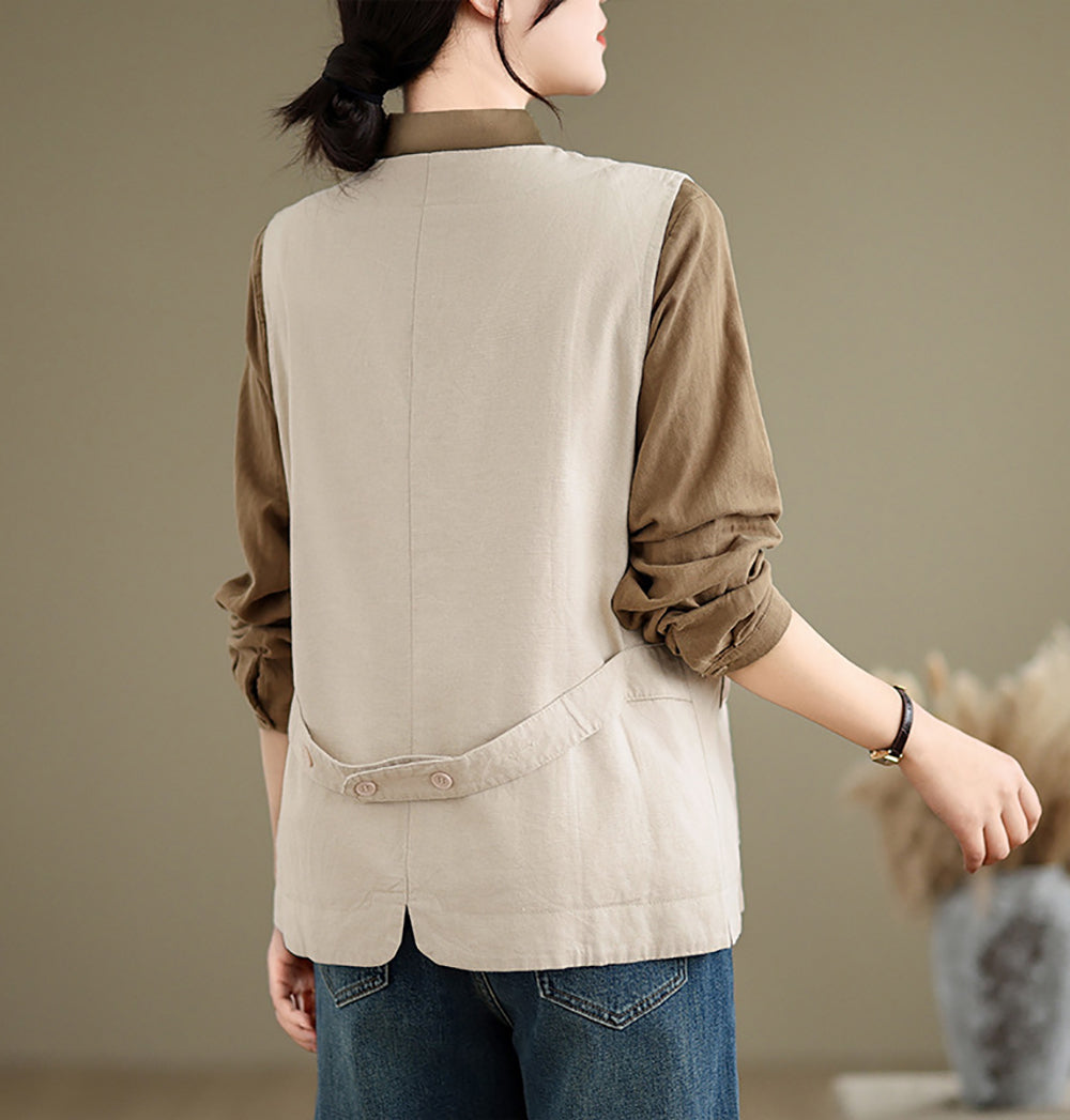 Women Collarless Tailored Jacket