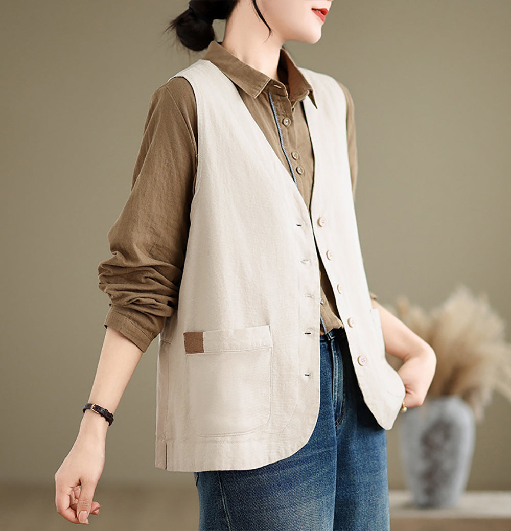 Women Collarless Tailored Jacket