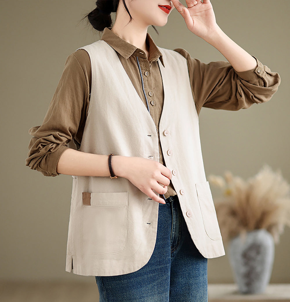 Women Collarless Tailored Jacket