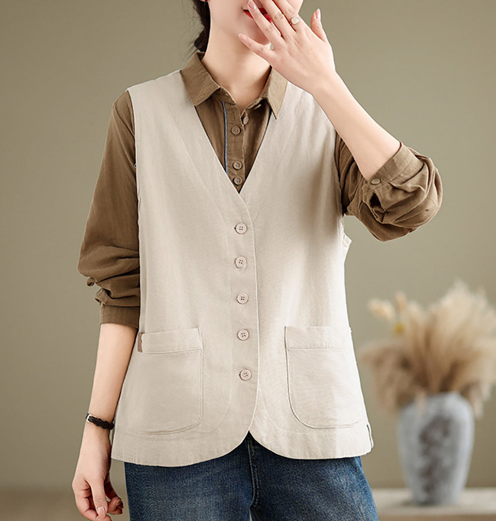 Women Collarless Tailored Jacket