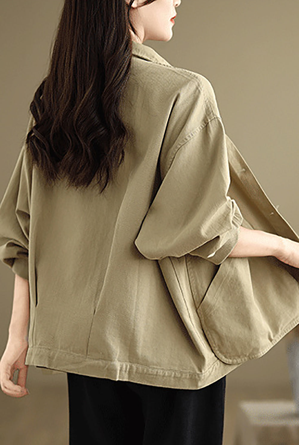 Women Cotton Shirt Collar Long Sleeves Top