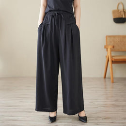 Women Solid Mid-Rise Knitted Flat-Front Cotton Parallel Trousers