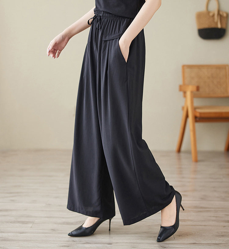 Women Solid Mid-Rise Knitted Flat-Front Cotton Parallel Trousers