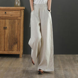 Women Loose Fit Easy Wash Wide Leg Trousers