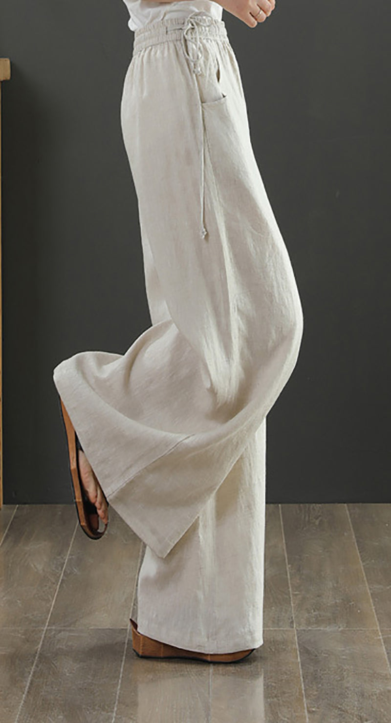 Women Loose Fit Easy Wash Wide Leg Trousers