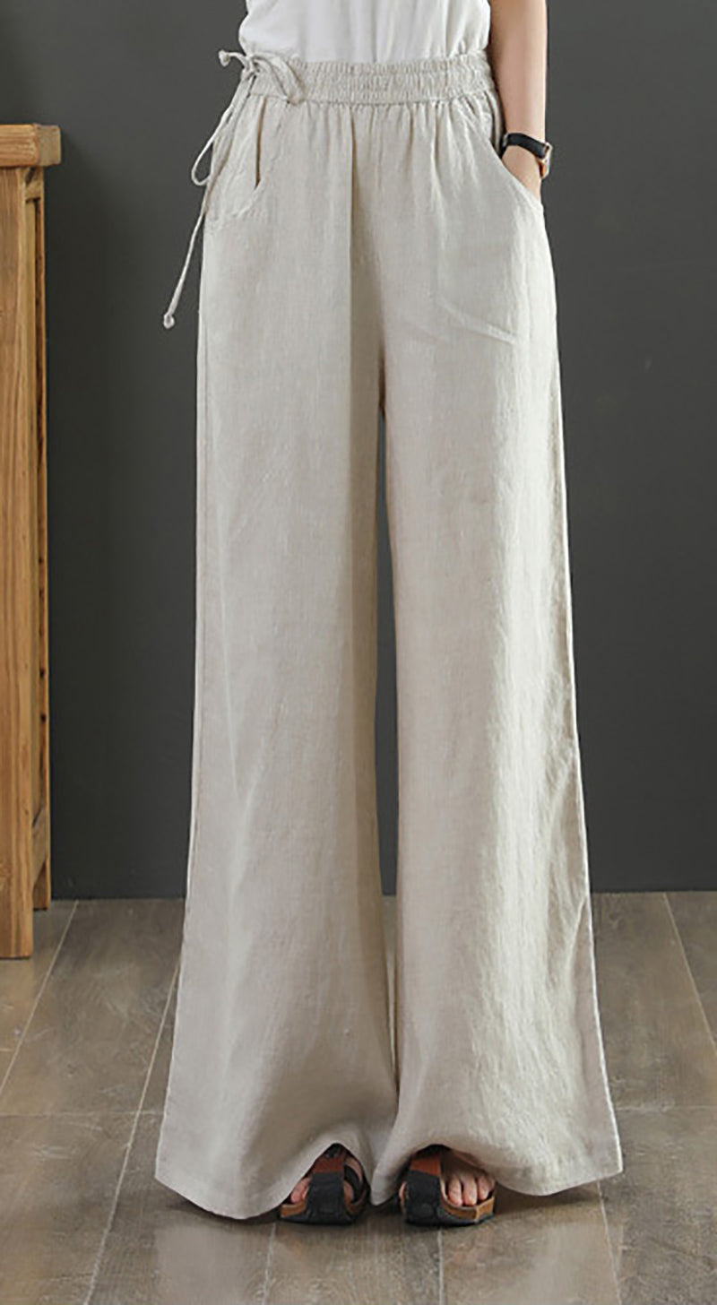 Women Loose Fit Easy Wash Wide Leg Trousers