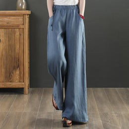Women Loose Fit Pleated Chinos Trousers