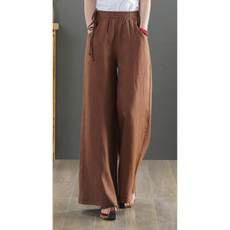 Women Loose Fit Easy Wash Pleated Chinos Trousers