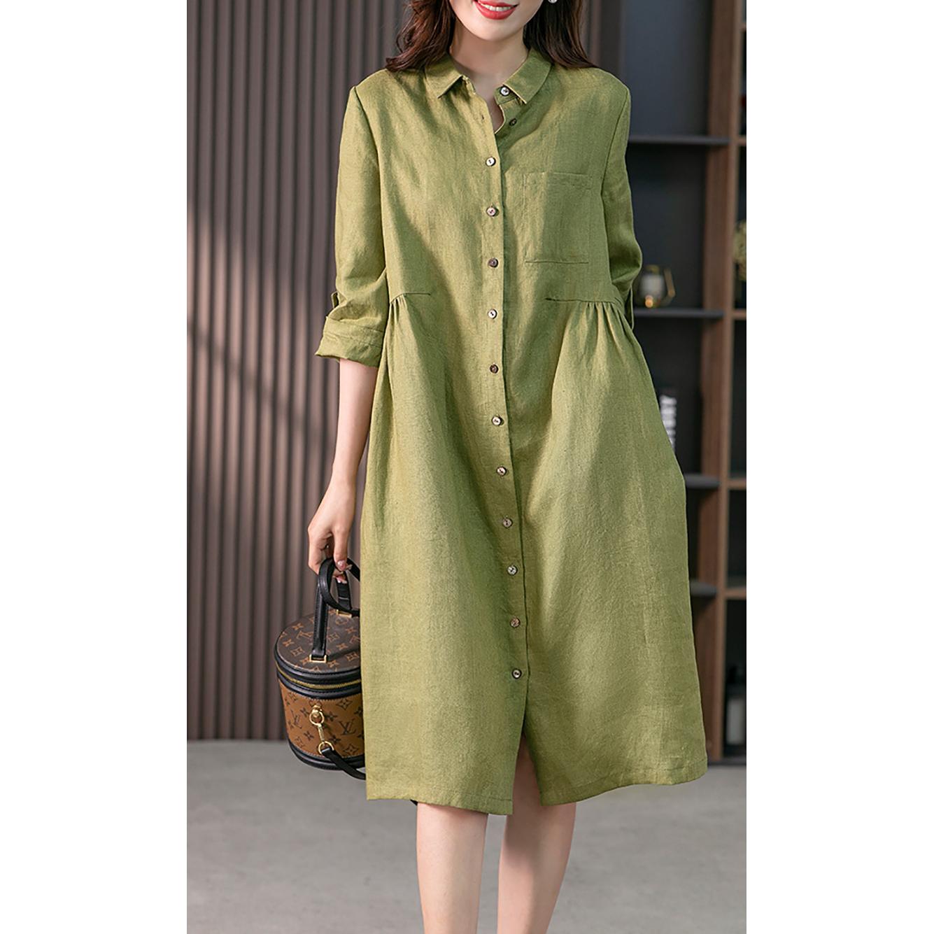 Women Shirt Midi Dress