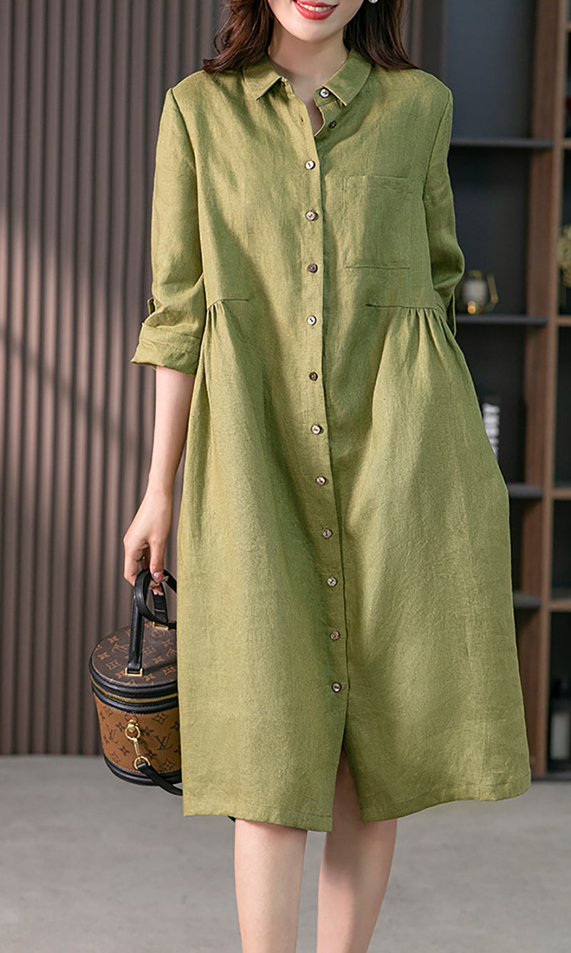 Women Shirt Midi Dress