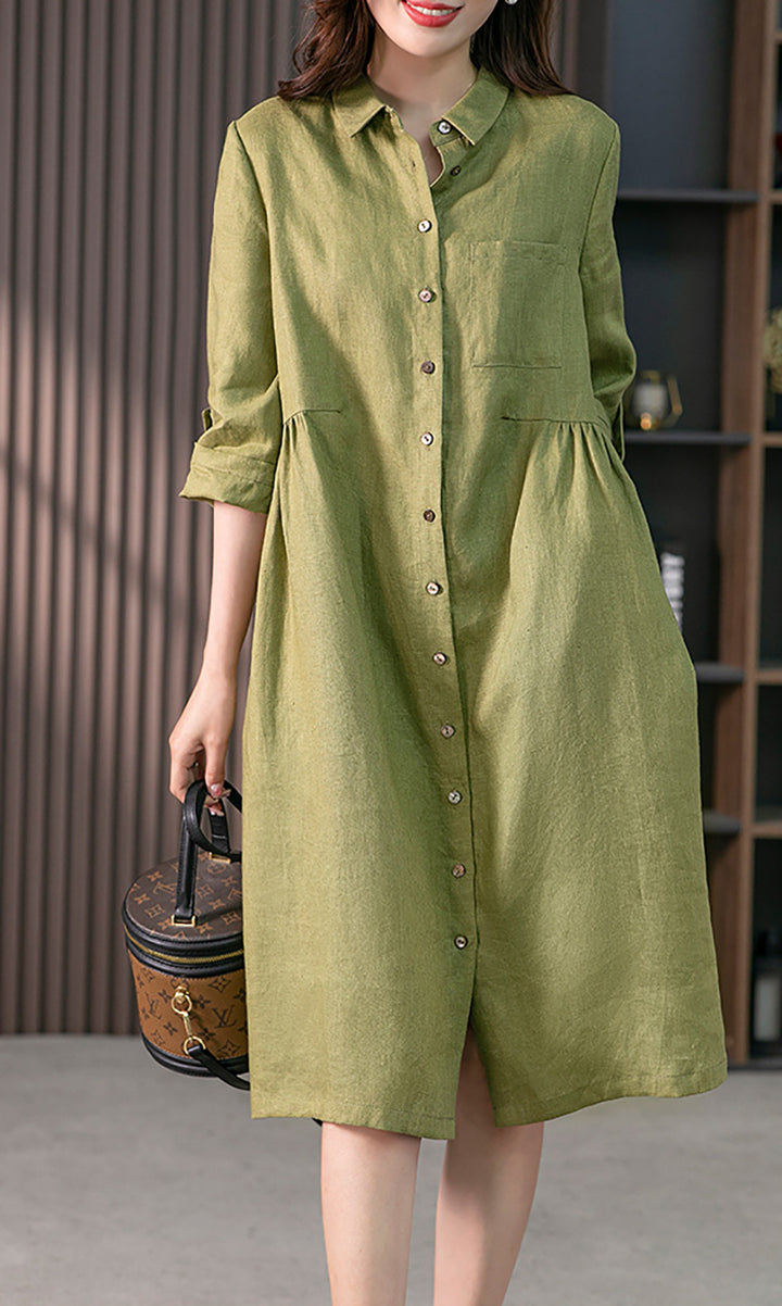Women Shirt Midi Dress