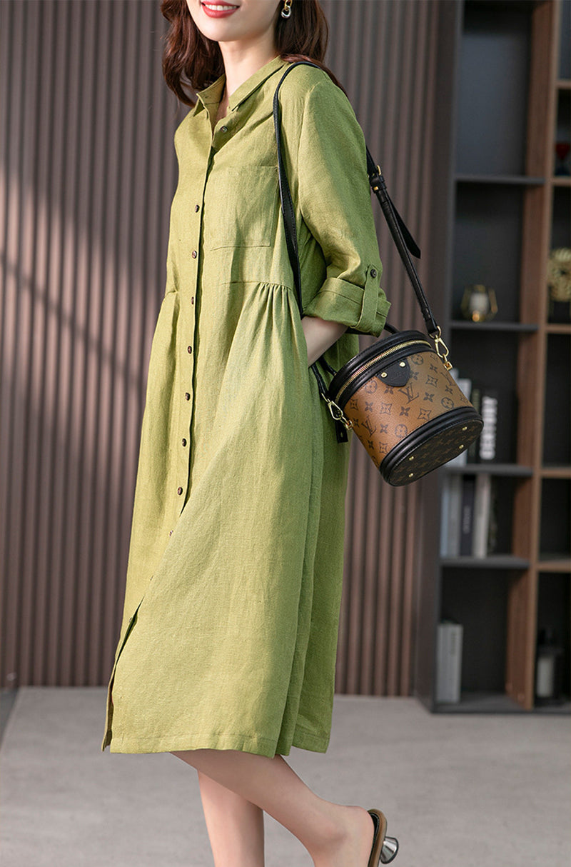 Women Shirt Midi Dress