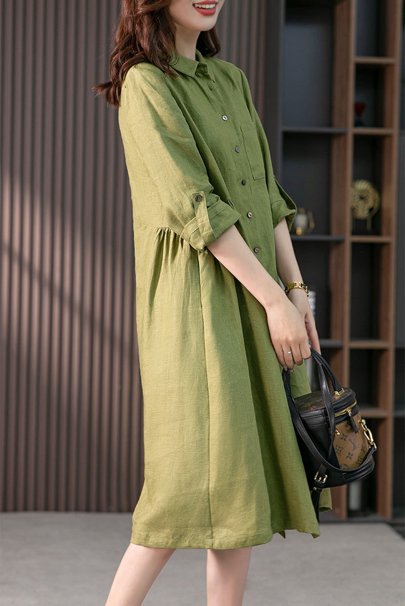 Women Shirt Midi Dress