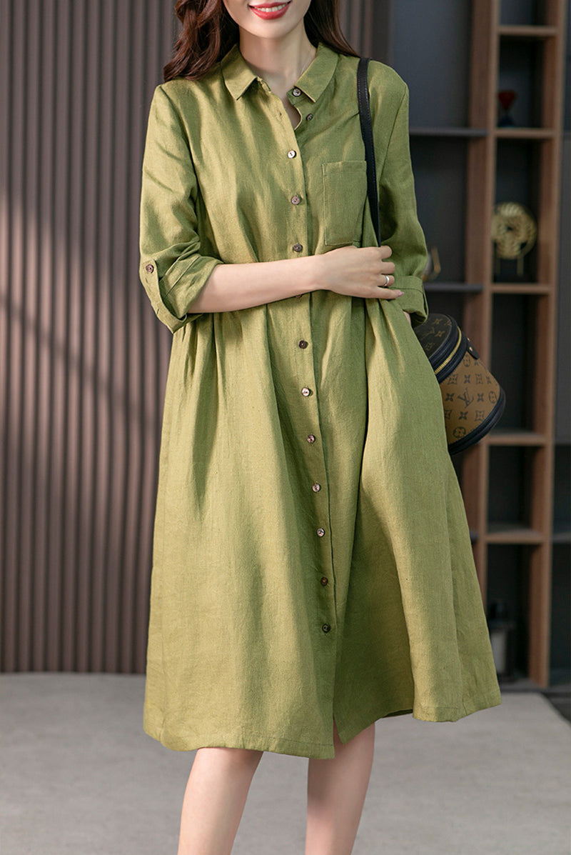 Women Shirt Midi Dress