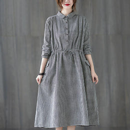 Women Checked Shirt Dress
