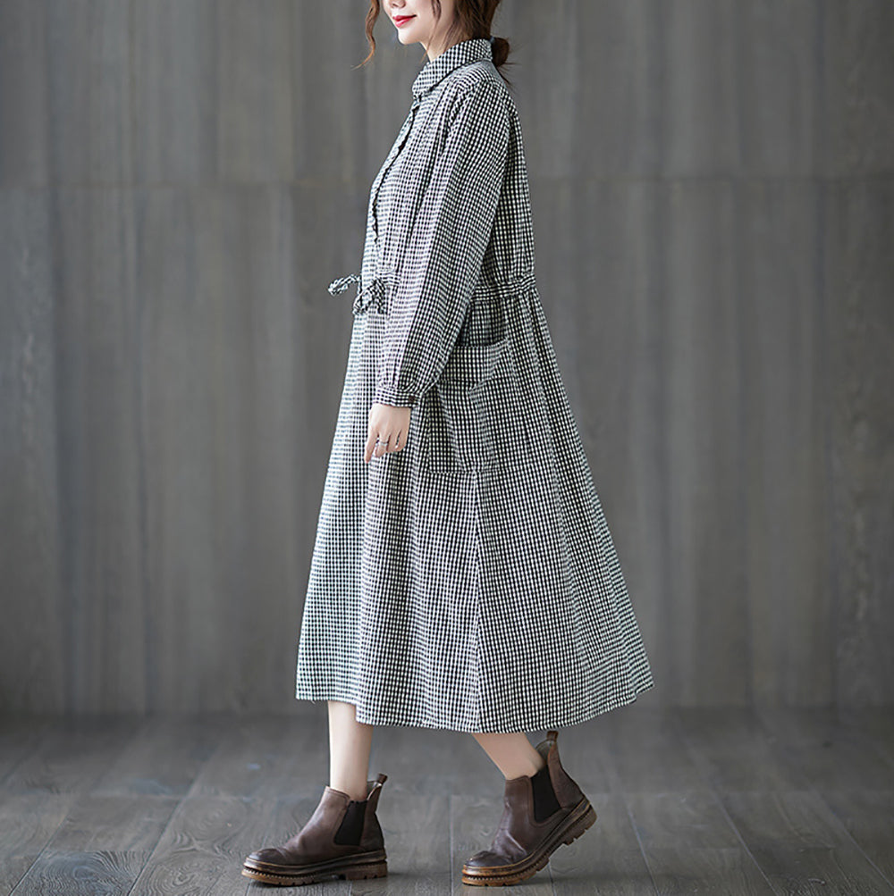 Women Checked Shirt Dress