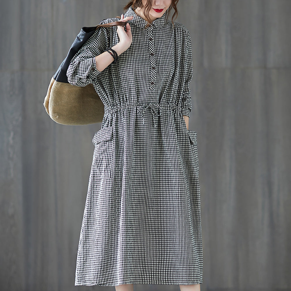 Women Checked Shirt Dress