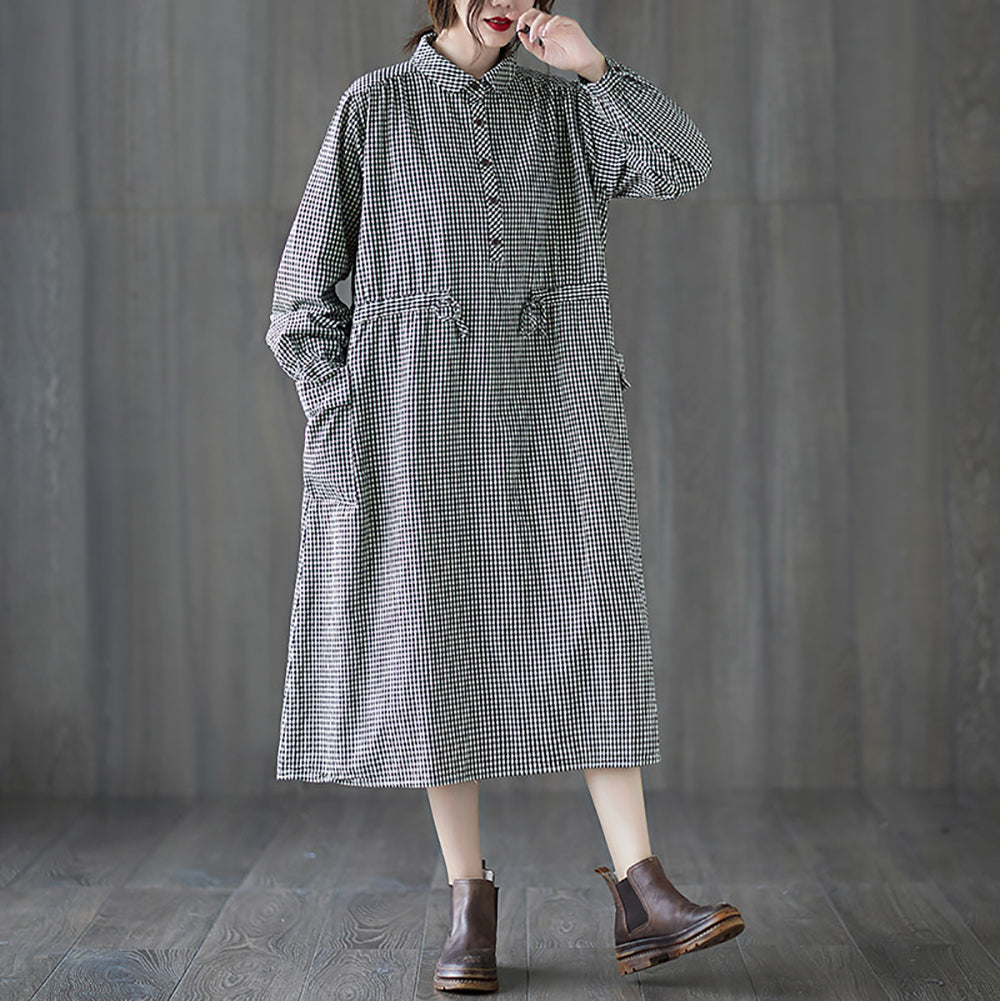 Women Checked Shirt Dress
