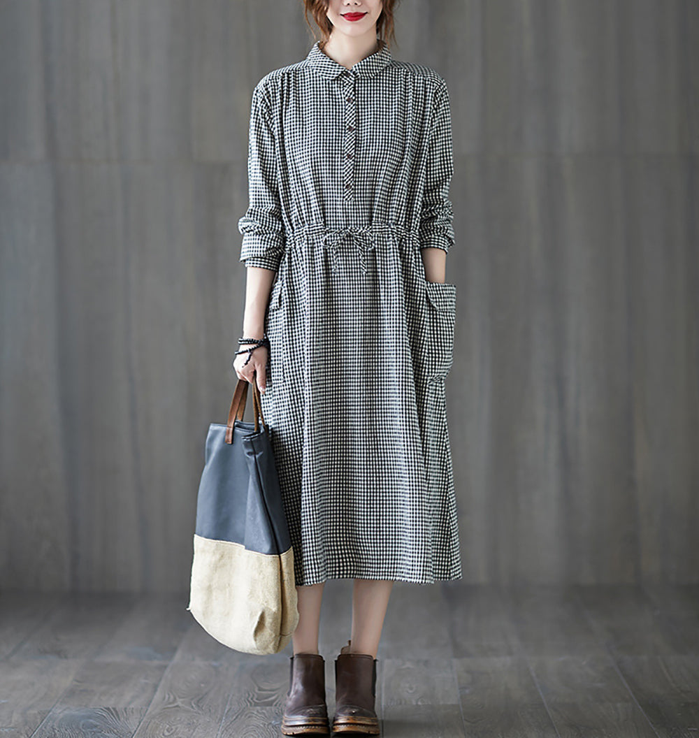Women Checked Shirt Dress
