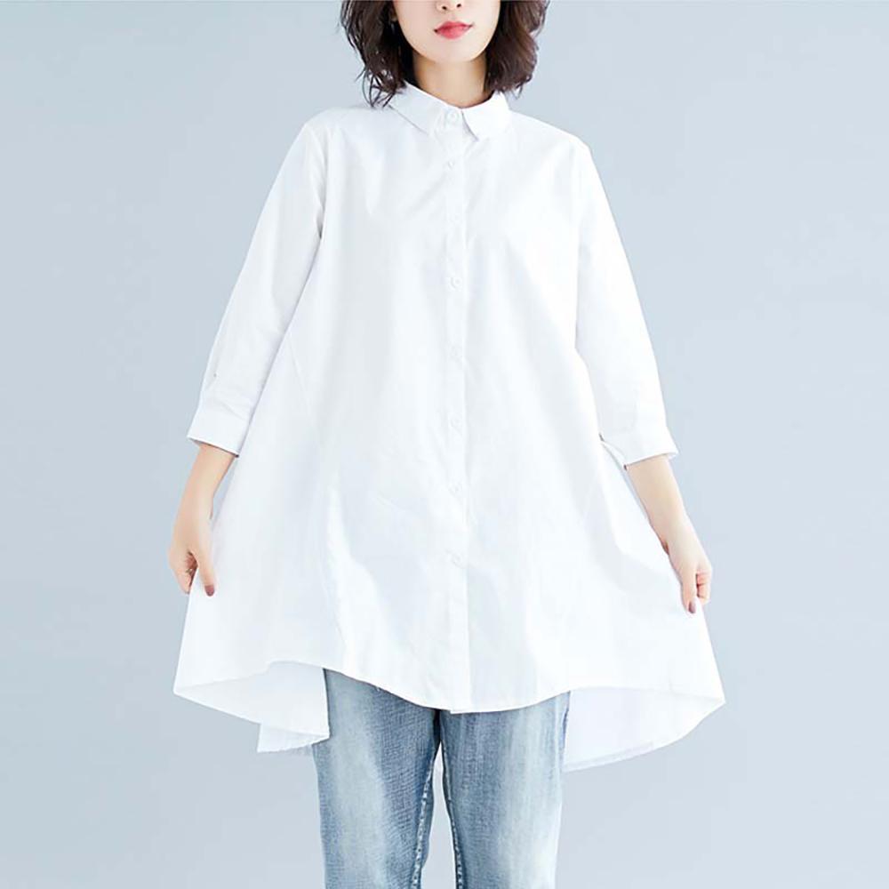 Women Solid Cutaway Collar Casual Shirt