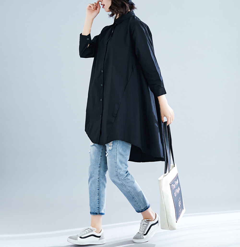 Women Solid Opaque Oversized Longline Casual Shirt