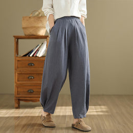 Women High-Rise Easy Wash Pleated Trousers