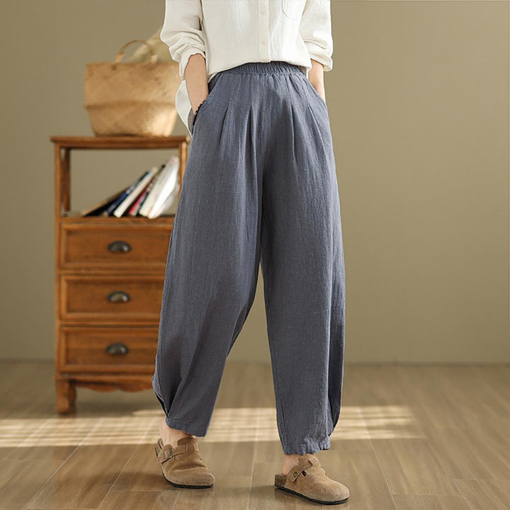 Women High-Rise Easy Wash Pleated Trousers