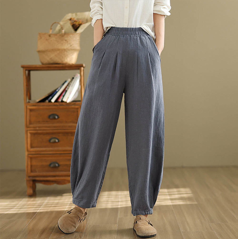 Women High-Rise Easy Wash Pleated Trousers