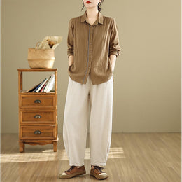 Women High-Rise Easy Wash Pleated Trousers