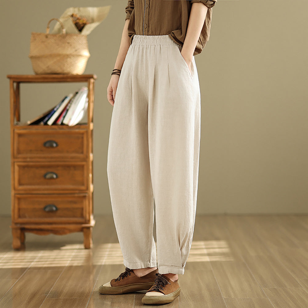 Women High-Rise Easy Wash Pleated Trousers
