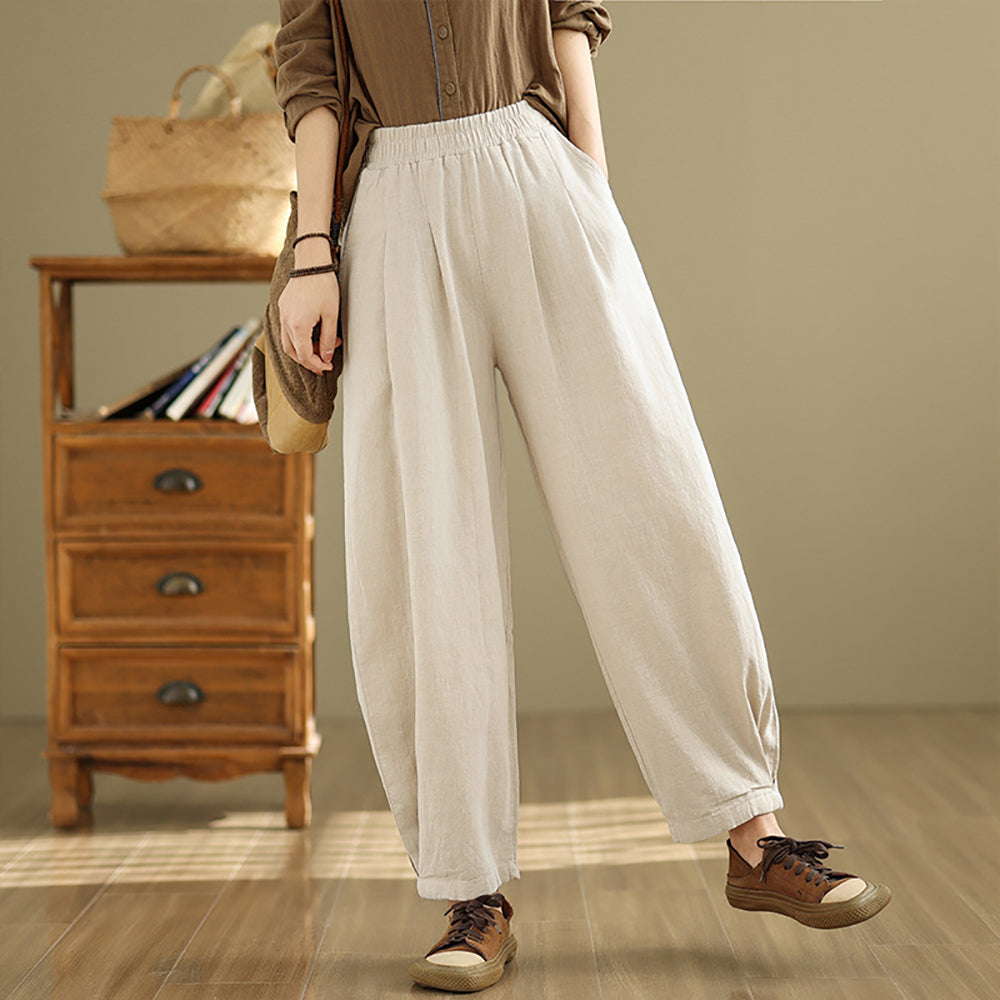 Women High-Rise Easy Wash Pleated Trousers