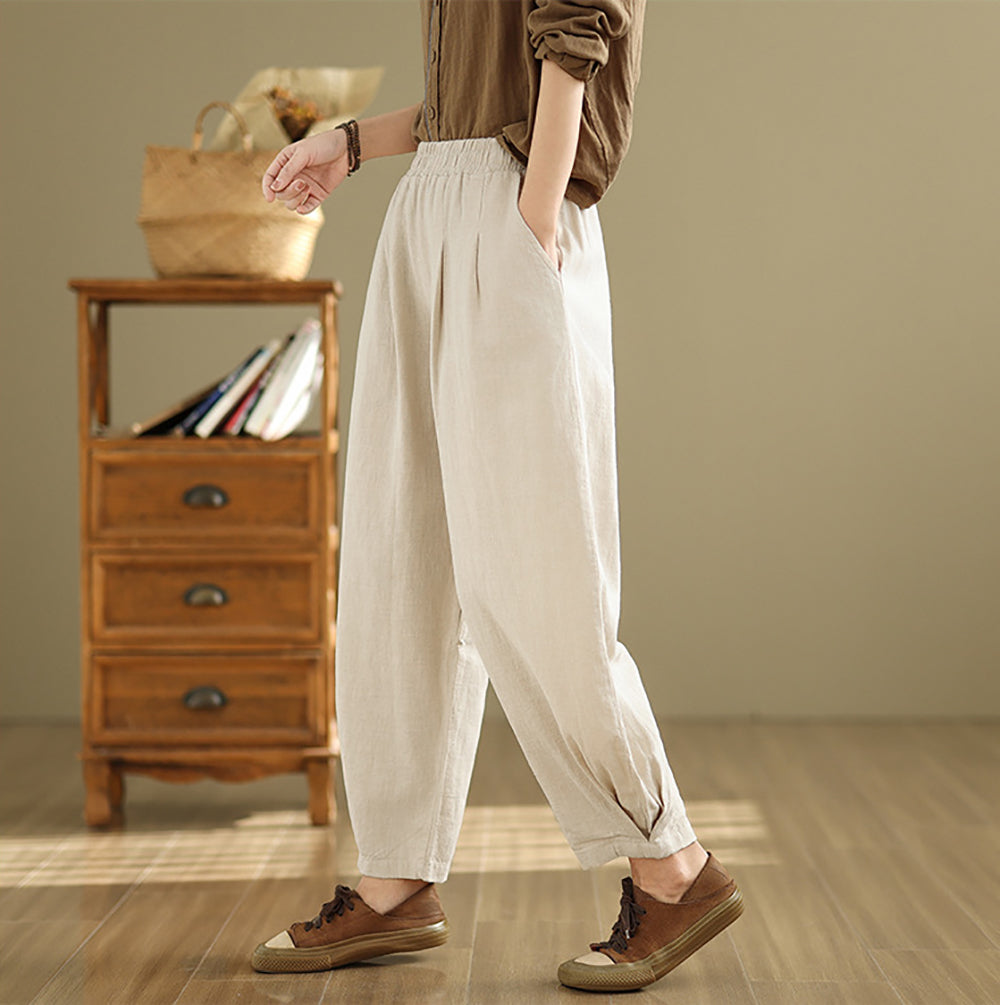Women High-Rise Easy Wash Pleated Trousers