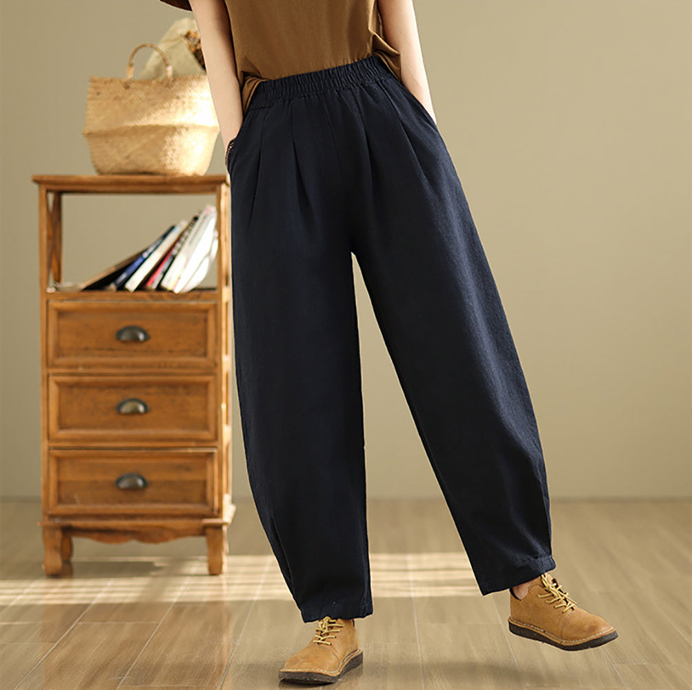 Women High-Rise Easy Wash Pleated Trousers